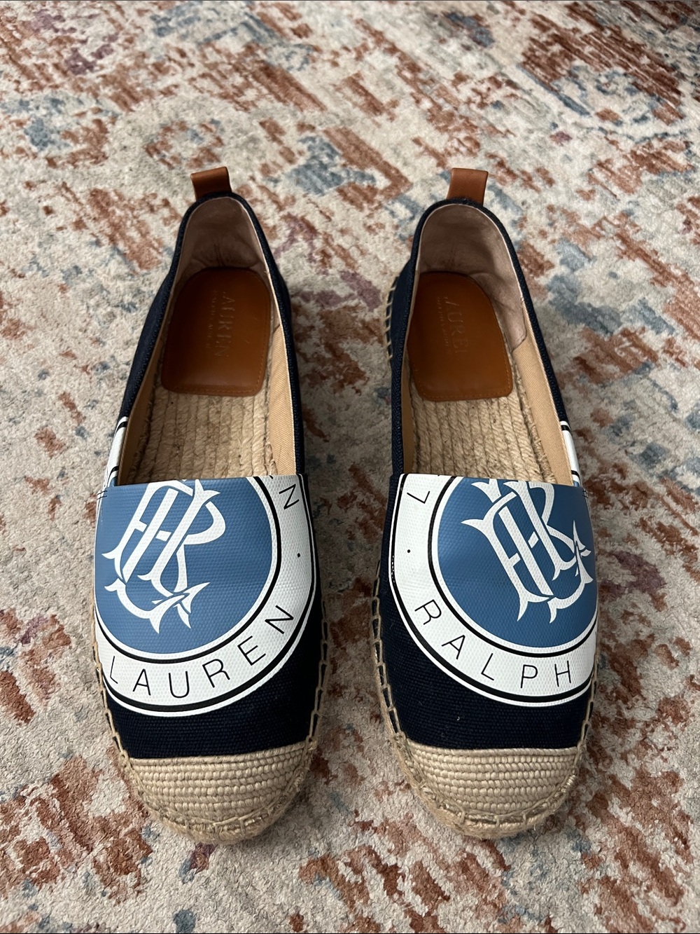 Ralph Lauren Black Canvas Espadrilles with Blue Logo Medallion